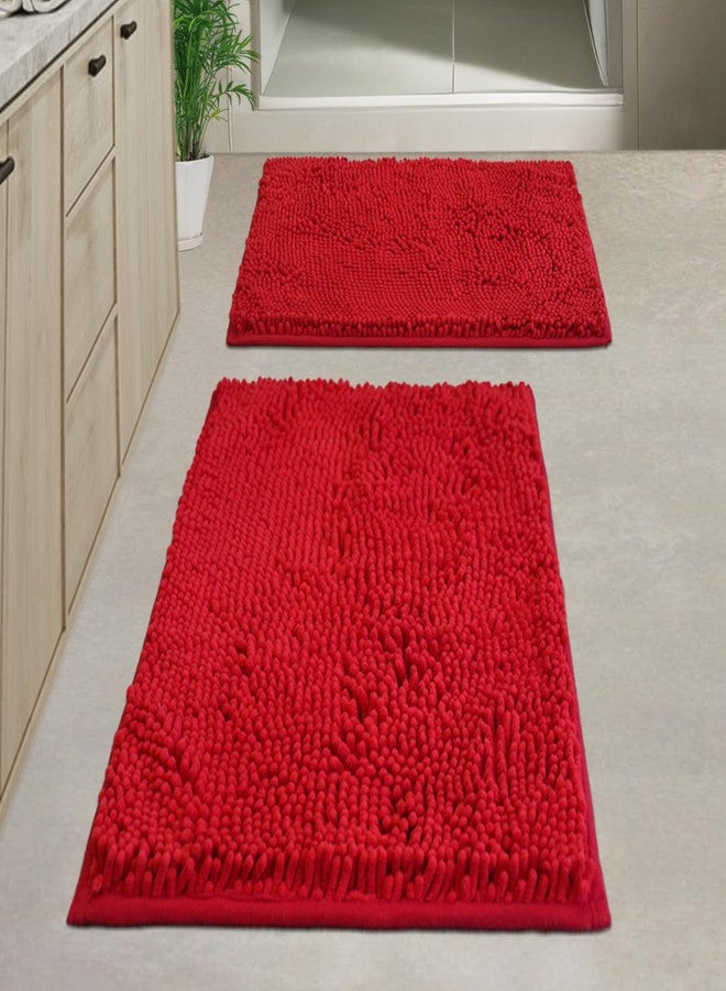 Flotstiga Red Bathroom Rugs Sets 2 Piece Non Slip,Bath Rugs with PVC Backing Bath Carpet,Bathroom Rug Washable,Absorbent,Plush Carpet Mats,Bath Mats for Bedroom, Kitchen,Tub,Home Decor - Image 1